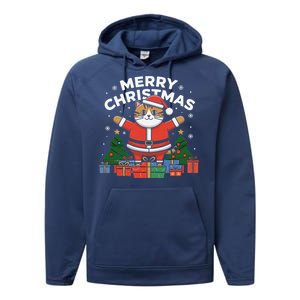 Meowy Christmas Cat Lover Festive Performance Fleece Hoodie