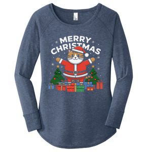 Meowy Christmas Cat Lover Festive Women's Perfect Tri Tunic Long Sleeve Shirt