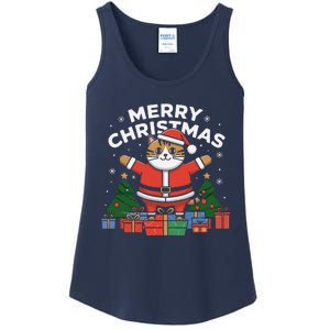 Meowy Christmas Cat Lover Festive Ladies Essential Tank