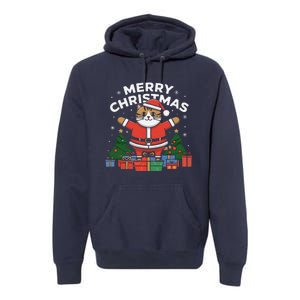 Meowy Christmas Cat Lover Festive Premium Hoodie