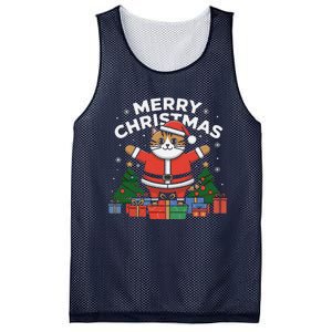 Meowy Christmas Cat Lover Festive Mesh Reversible Basketball Jersey Tank