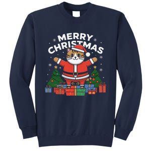 Meowy Christmas Cat Lover Festive Tall Sweatshirt