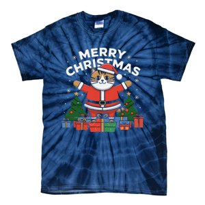 Meowy Christmas Cat Lover Festive Tie-Dye T-Shirt