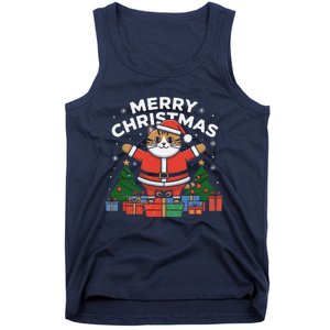 Meowy Christmas Cat Lover Festive Tank Top