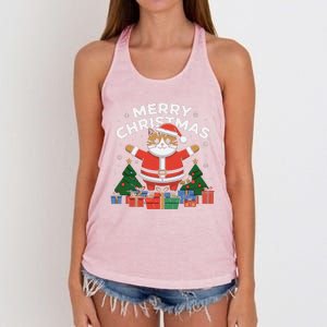 Meowy Christmas Cat Lover Festive Women's Knotted Racerback Tank