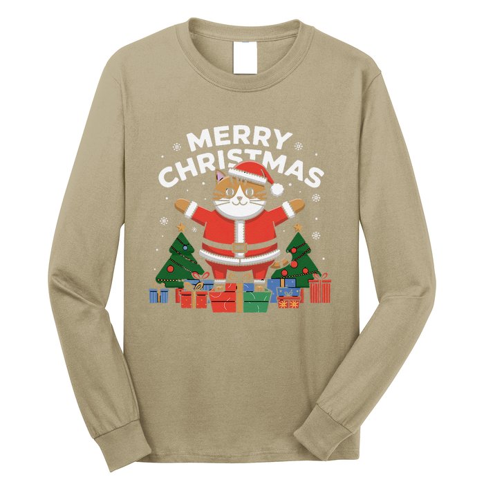 Meowy Christmas Cat Lover Festive Long Sleeve Shirt