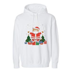 Meowy Christmas Cat Lover Festive Garment-Dyed Fleece Hoodie