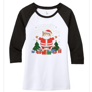 Meowy Christmas Cat Lover Festive Women's Tri-Blend 3/4-Sleeve Raglan Shirt