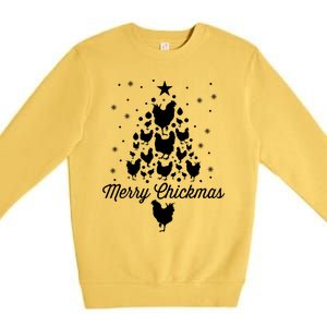 Merry Chickmas Christmas Chicken Tree Funny Poultry Gift Cool Gift Premium Crewneck Sweatshirt