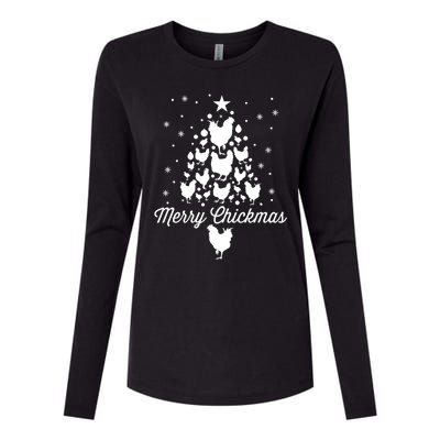 Merry Chickmas Christmas Chicken Tree Funny Poultry Gift Cool Gift Womens Cotton Relaxed Long Sleeve T-Shirt