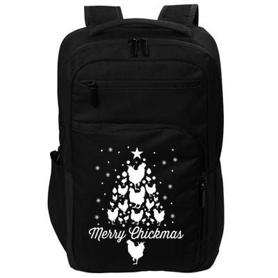 Merry Chickmas Christmas Chicken Tree Funny Poultry Gift Cool Gift Impact Tech Backpack