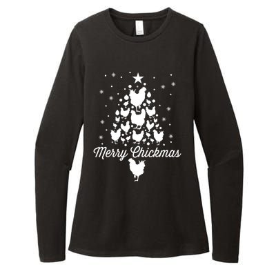 Merry Chickmas Christmas Chicken Tree Funny Poultry Gift Cool Gift Womens CVC Long Sleeve Shirt