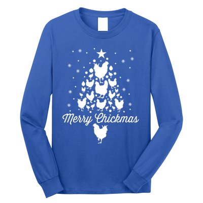 Merry Chickmas Christmas Chicken Tree Funny Poultry Gift Cool Gift Long Sleeve Shirt