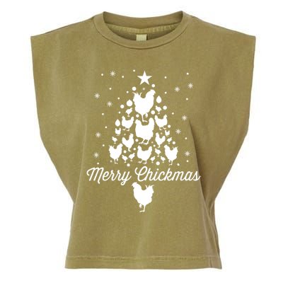 Merry Chickmas Christmas Chicken Tree Funny Poultry Gift Cool Gift Garment-Dyed Women's Muscle Tee