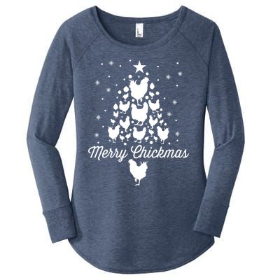 Merry Chickmas Christmas Chicken Tree Funny Poultry Gift Cool Gift Women's Perfect Tri Tunic Long Sleeve Shirt