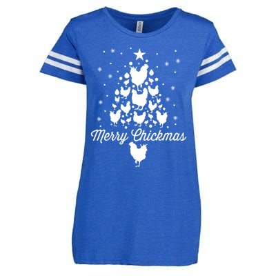 Merry Chickmas Christmas Chicken Tree Funny Poultry Gift Cool Gift Enza Ladies Jersey Football T-Shirt