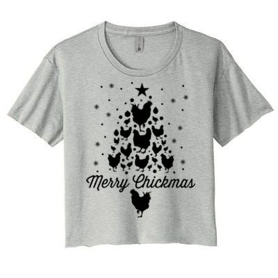 Merry Chickmas Christmas Chicken Tree Funny Poultry Gift Cool Gift Women's Crop Top Tee