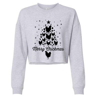 Merry Chickmas Christmas Chicken Tree Funny Poultry Gift Cool Gift Cropped Pullover Crew