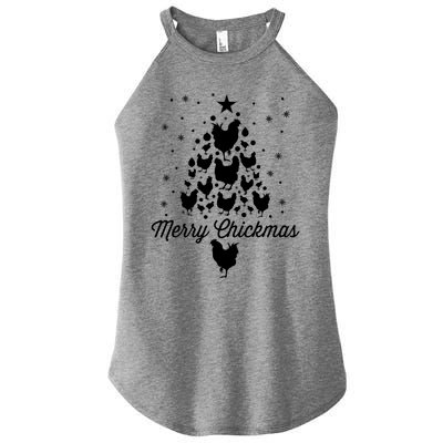 Merry Chickmas Christmas Chicken Tree Funny Poultry Gift Cool Gift Women's Perfect Tri Rocker Tank