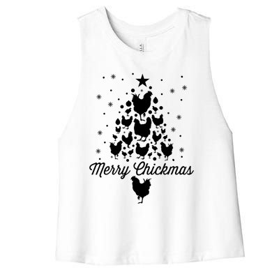 Merry Chickmas Christmas Chicken Tree Funny Poultry Gift Cool Gift Women's Racerback Cropped Tank