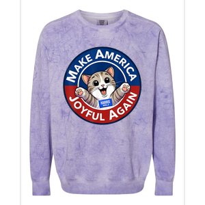 Make Cute Cat America Joyful Again Harris Waltz Funny Saying Colorblast Crewneck Sweatshirt