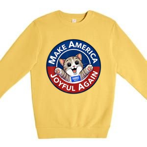 Make Cute Cat America Joyful Again Harris Waltz Funny Saying Premium Crewneck Sweatshirt