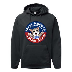 Make Cute Cat America Joyful Again Harris Waltz Funny Saying Performance Fleece Hoodie