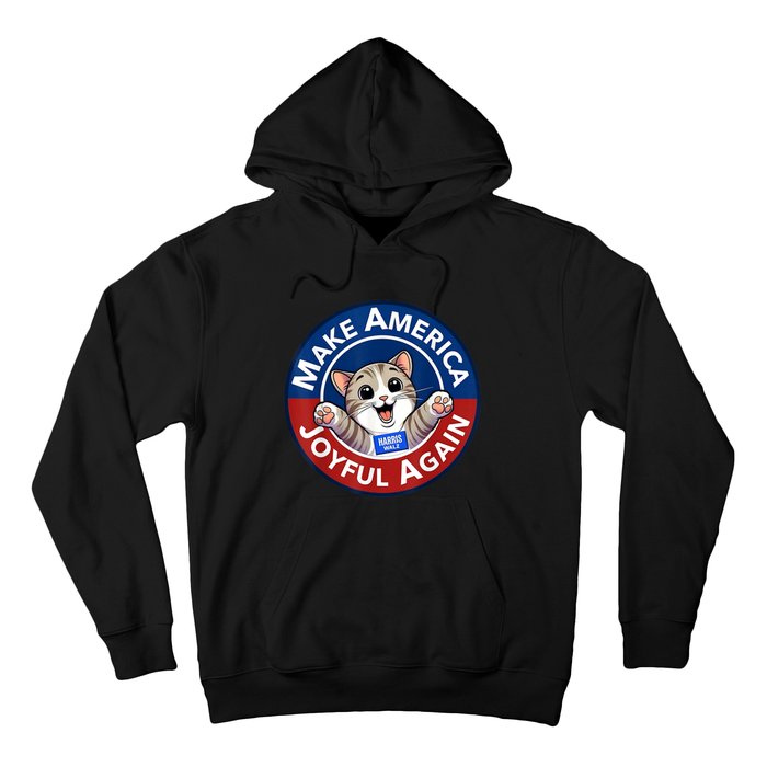 Make Cute Cat America Joyful Again Harris Waltz Funny Saying Hoodie