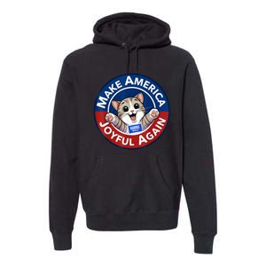 Make Cute Cat America Joyful Again Harris Waltz Funny Saying Premium Hoodie