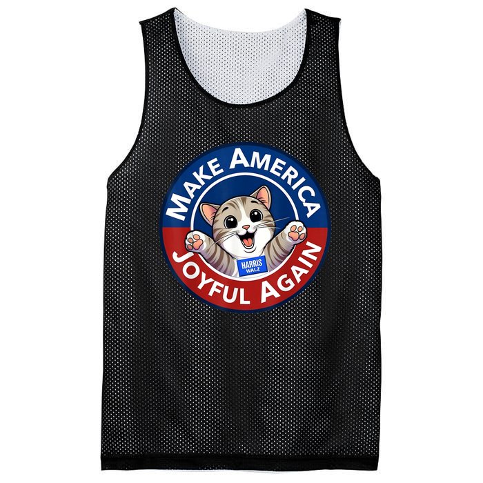 Make Cute Cat America Joyful Again Harris Waltz Funny Saying Mesh Reversible Basketball Jersey Tank