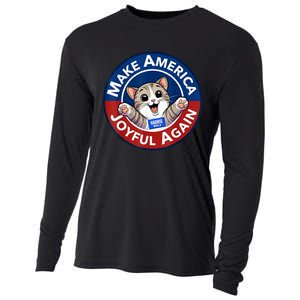 Make Cute Cat America Joyful Again Harris Waltz Funny Saying Cooling Performance Long Sleeve Crew