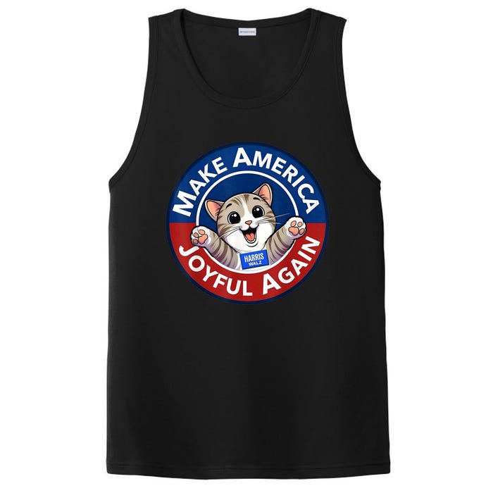 Make Cute Cat America Joyful Again Harris Waltz Funny Saying PosiCharge Competitor Tank