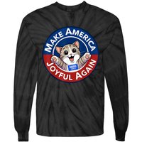 Make Cute Cat America Joyful Again Harris Waltz Funny Saying Tie-Dye Long Sleeve Shirt