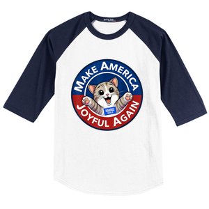 Make Cute Cat America Joyful Again Harris Waltz Funny Saying Baseball Sleeve Shirt