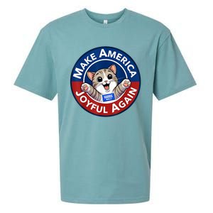 Make Cute Cat America Joyful Again Harris Waltz Funny Saying Sueded Cloud Jersey T-Shirt