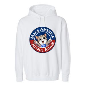 Make Cute Cat America Joyful Again Harris Waltz Funny Saying Garment-Dyed Fleece Hoodie