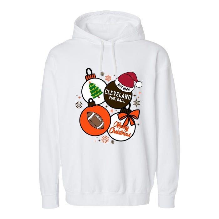 Merry Christmas Cleveland Football Est 1944 Garment-Dyed Fleece Hoodie