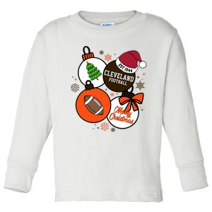 Merry Christmas Cleveland Football Est 1944 Toddler Long Sleeve Shirt