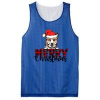 Merry Christmas Corgi Dog Christmas Red Plaid Santa Hat Xmas Gift Mesh Reversible Basketball Jersey Tank