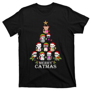 Merry Catmas Christmas Tree Cat Lover T-Shirt