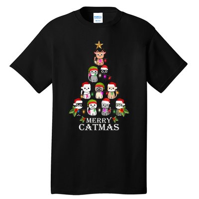 Merry Catmas Christmas Tree Cat Lover Tall T-Shirt