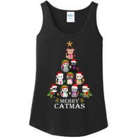 Merry Catmas Christmas Tree Cat Lover Ladies Essential Tank