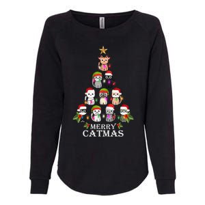 Merry Catmas Christmas Tree Cat Lover Womens California Wash Sweatshirt