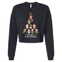 Merry Catmas Christmas Tree Cat Lover Cropped Pullover Crew