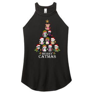 Merry Catmas Christmas Tree Cat Lover Women's Perfect Tri Rocker Tank