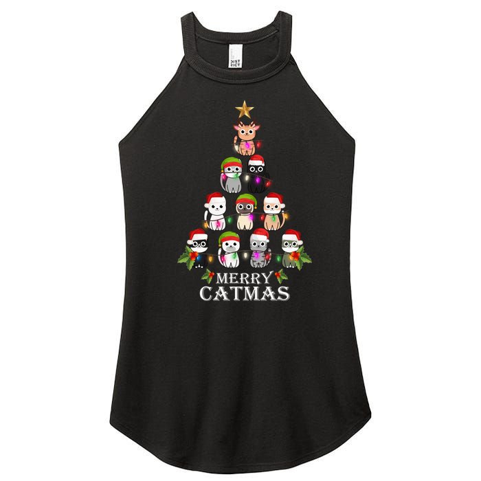 Merry Catmas Christmas Tree Cat Lover Women's Perfect Tri Rocker Tank