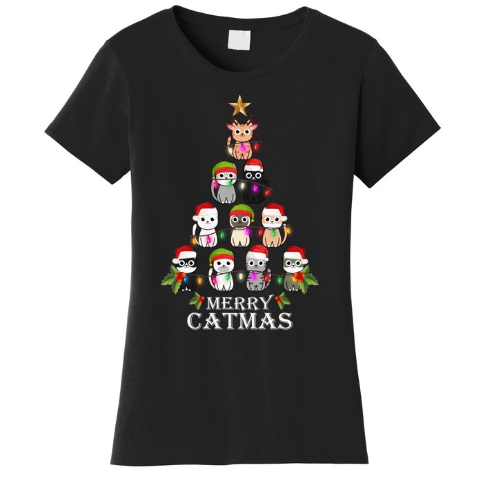 Merry Catmas Christmas Tree Cat Lover Women's T-Shirt