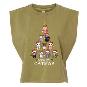 Merry Catmas Christmas Tree Cat Lover Garment-Dyed Women's Muscle Tee