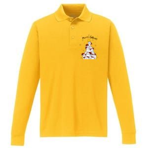 Merry Catmas Christmas Performance Long Sleeve Polo