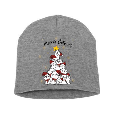 Merry Catmas Christmas Short Acrylic Beanie